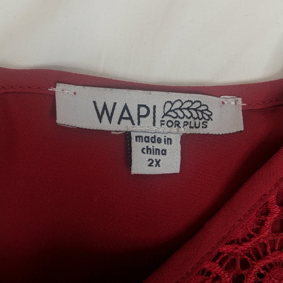 WAPI for Plus red high-low blouse top sz 2xl - Picture 4 of 9